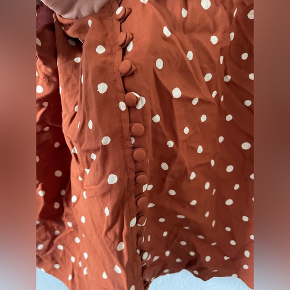 $70 Madewell Small Orange Rust Boho Polka Dot Button Tank Crop Top sz 10 Blouse - Picture 9 of 11